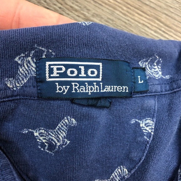 Polo Ralph Lauren Navy Zebra Pattern Polo Shirt L - Picture 3 of 3